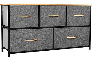 ‎YITAHOME YITAHOME kommode mit Schubladen, Schrank mit 5 Schubladen aus Stoff für Schlafzimmer, Wohnzimmer, Kinderzimmer, Flur, Dunkelgrau Aufbewahrungsschrank