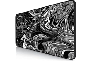 OWEGE Gaming Mouse Mat XXL - 900 x 400 mm - Liquid Metal - Large Mousepad with Stitched Edges - Waterproof and Non-Slip - Improves Precision and Speed - For PC, MacBook, Laptop