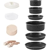 RIOVARM Induction Pots and Pans Set with Detachable Handles, Stackable Nonstick Granite Frying Pans and Pots with Lids, Space