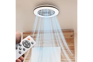 ‎PROVENTA Proventa Deckenventilator mit Beleuchtung 45W - Ø 48cm, dimmbare LED Deckenleuchte mit Ventilator, warm- bis neutralweißes Licht, Sommer- & Wintermodus, Fernbedienung