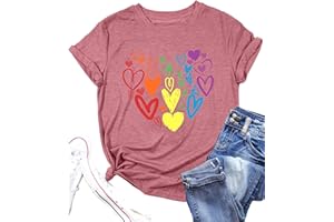 tiorhooe Pride Shirts for Women LGBT Pride Flag Heart T Shirt Gay Pride Month Short Sleeve Top…