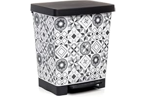TATAY Poubelle Cuisine avec Pédale Cubik Deco 21L | Intérieur et Extérieur | Pour Sacs de 20 à 30L | Plastique Résistant Sans BPA | 33,5x30x39 cm, Motif Hydraulique