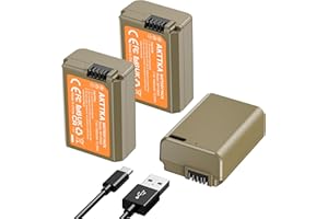 AKTTKA Set di 3 Batterie NP-FW50 1800mAh USB-C Ricaricabili con Cavo 2-in-1, Compatibili con Sony ZV-E10, A6000, A6500, A6300, A6400, A7, A7S, A7S2, A7R, A7R2, A55, A5100, A5000, A3000, A55, RX10