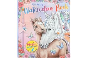 Depesche 12576 Miss Melody - Watercolour Book, kolorowanka z pędzelkiem i 30 motywami koni do pokolorowania wodą