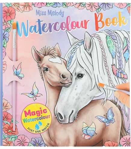 Miss Melody Livre De Coloriage Chevaux – 36 Pages Et 8 Feuilles D’autocollants – Création De Motifs De Têtes De Chevaux – Carnet à Anneaux – Dès 3 Ans