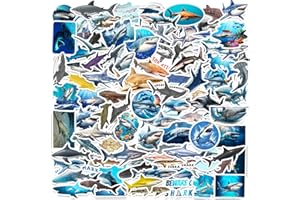 LCNJSCGO 100 PCS Realistic Shark Stickers, Ocean Shark Party Favors Shark Birthday Party Decoration Supplies Under Sea Shark Vinyl Stickers for Bicycle, Water Bottle, Laptop, Computer, Luggage, Skateboard