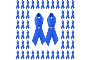 CRAFFANCY Lot de 100 épingles à ruban en satin bleu avec étiquette en métal pour sensibilisation au cancer de la prostate pour homme ou femme