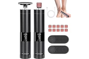 innhom Hornhautentferner Elektrisch, Professionelles Wireless 9Stufige Elektrische Hornhautentferner mit 20PCS Ersatz Schleifkissen und 10PCS Polierscheibe,Fußpflegeset für rissige Fersen (Schwarz)
