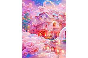 PUEDNO Schloss Diamond Painting, 5D Schloss Diamond Painting, Traumschloss Diamond Painting Erwachsene Kinder, DIY Diamant Painting für Home Wand Décor, 30x40cm