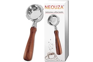 ‎NEOUZA NEOUZA 58 mm bezdenny portafilter do ekspresu do kawy espresso, kompatybilny z GAGGIA Classic Pro 304 ze stali nierdzewnej, dwa uszy z koszem filtrującym