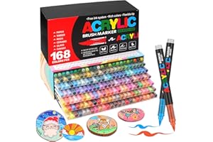 Laconile 168 sztuk Markery akrylowe, markery akrylowe do kolorowania dla dorosłych i dzieci, do kamienia, drewna, płótna, szkła, ceramiki, markery akrylowe wysokiej jakości z miękką końcówką 1-5 mm