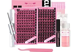 PRO LASHBEAUTY PRO Pojedyncze rzęsy, 208szt DIY Cluster rzęsy pojedyncze rzęsy, indywidualne rzęsy, przedłużanie rzęs, zwiększanie objętościowe, rzęsy Zestaw rzęs(Into You-01+Into You-02)
