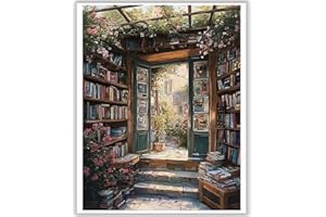 Viart Bookshelf Paint by Numbers for Adults- Bookstore Painting by Numbers for Adults for Home Wall Decor 16x20 Inch