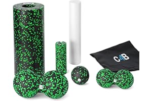CLUB4BRANDS c4b EPP Massage Roller | Medium-Hard Foam Roller | 7-Piece Fascia Set | Massage Foam Rollers & Balls for Effective Deep Muscle Tissue Training | Incl. Nylon Gym Bag | Back Massage Foam Roller
