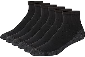 Hanes Maksymalna poduszka do kostki Mężczyźni Max Cushioned Ankle Socks, Moisture-wicking With Odor Control, Multi-pack (6 w zestawie)