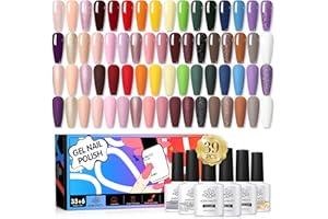 BORN PRETTY Esmalte Semipermanente Nude Rosa Rojo Azul Brillantina Pintauñas Semipermanentes Esmalte Uñas Kit Base Top Coat Mate Builder Extension Gel Manicura Semipermanente Uñas de Gel 33+6PCS Kit