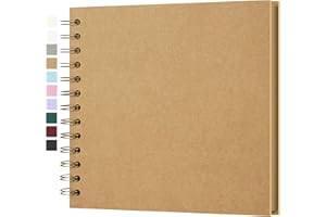 Yopih Album Photo Scrapbooking DIY 18x18 cm Papier Kraft Rigide avec 20 Feuilles, Livre de Souvenirs Photographiques pour Familles et Mariages, Marron