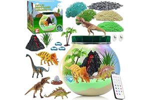 MYDOVA Dinosauro giocattolo, fai da te dinosauro terrario set con telecomando di temporizzazione e luci colorate, luce notturna artigianato bambini, artigianato scientifico, regali di Natale per ragazzi