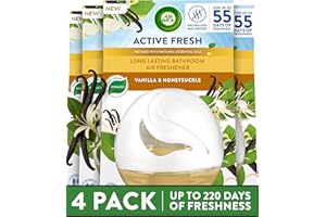 AIRWICK Air Wick Vanilla Honeysuckle Gel Freshener, Pack of 4, Long-Lasting Odour Eliminator up to 55 days, Home Fragrance, Multi-Pack Scented Gel for Kitchen and Bathroom, Pet Odour Neutraliser