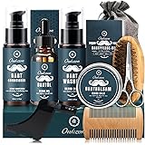 Bartpflege Set für Männer, Oukzon 10 in 1 Bartpflegeset Geschenke - Bart set mit Bartshampoo, Bartspülung, Bartöl, Bartbalsam