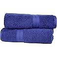 Amazon Basics 2 Bath towel for bathroom, Fade Resistant 100% Cotton Bath Towels, soft absorbent, 2-Pack (70x140 cm), Royal Blue