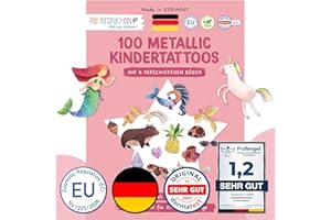 PAPIERDRACHEN 100 tatuajes metálicos para pegar - tatuajes infantiles respetuosos con la piel ambiente de playa - diseños chulos - como regalo de cumpleaños o idea de regalo - veganos - testados por el TÜV