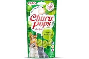 INABA Churu Pops - Friandise pour Chat en Stick Gelée au Thon et Poulet - Texture Douce et Moelleuse - 4 Tubes x 15g