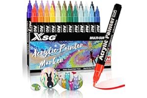 ABEIER Acrylic Paint Pens,Acrylic Paint Markers Set for Rock Painting, Stone, Ceramic, Glass, Wood, Fabric, Canvas,24 Color 3mm Water-Based Acrylic Pens, DIY Craft Supplies