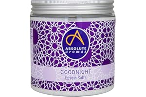 Absolute Aromas Sel d'Epsom Goodnight - Sulfate de Magnésium Infusé avec des Huiles Essentielles Pures de Lavande, Camomille et Géranium (575g)