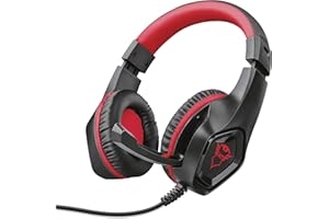 Trust Gaming GXT 404R Rana Auriculares, Auriculares con Micrófono y Diadema Ajustable, Mando a Distancia Integrado, Cable de 1 m, Auriculares para PC, Switch, Consola - Rojo