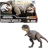 Mattel Jurassic World - Ecrixinatosauro Ruggito Selvaggio, dinosauro snodato con azione d'attacco specifica e ruggito, gira l