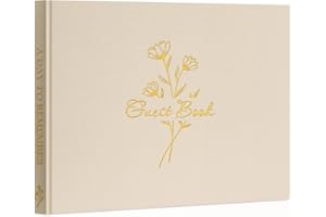 Lanpn Wedding Guest Book with 108 Blank Pages - Elegant Linen Hardcover Guestbook Wedding Reception for Sign in and Photos - Polaroid Guest Book for Wedding Bridal Shower Baby Shower Party (Beige)