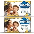 SHARRLA Mamia Baby Dry, Nappies, Air Duct Technology for Up to 12 Hours of Breathable, Dryness, Absorbent, Micro Pearls for All Night Comfort (Size 3 (2 x Pack of 56))
