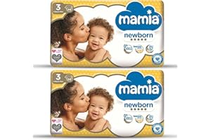 SHARRLA Mamia Baby Dry, Nappies, Air Duct Technology for Up to 12 Hours of Breathable, Dryness, Absorbent, Micro Pearls for All Night Comfort (Size 3 (2 x Pack of 56))