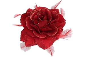 CHERRY-ON-TOP Red Rose Hair Clip Large Rose Fascinator Flower Hair Clip Red Hair Accessories Clips Elastic Wedding Hair Flower, 1pc