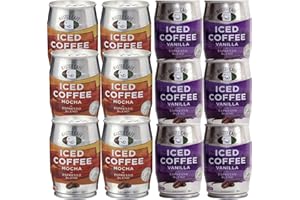Master Café Iced Coffee Cans 240ml x Pack of 12 - Full-Bodied Arabica & Robusta Coffe Bean Blend, Ready to Drink, Enjoy Cold or Iced Coffee (Pack of 12, Mocha & Vanilla)