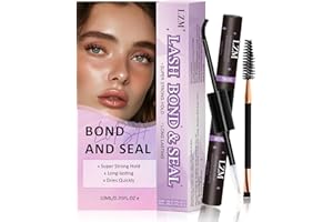 LZM Eyelash Glue Bond and Seal - Lash Glue 2 in 1 Durable Eyelash Glue Extensions Waterproof Eyelash Glue Black Bond and Seal Lash Glue (5 ml + 5 ml)