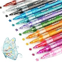 YITHINC Feutres Paillettes, Cadeau Fille 4-12 Ans, 12 Couleurs Stylo Paillette Marqueur Magique Pour Anniversaire, Peinture, Bricolage Art Crafts, Idee Cadeau Ado Fille