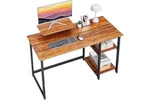 GreenForest Computer Desk 40 inch, Small Home Office Desk with Monitor Shelf and 2-Tier Reversible Storage Shelves for Small Spaces, Easy Assembly, Walnut