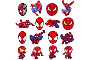 ZAZOOT 16 Piezas Parches Ropa Termoadhesivos Spiderman, Rodilleras Pantalones Niños, Patch Sticker, Parches Planchar con Aguja Hilo Botón, Parches Decorativos para Ropa, Jeans, Zapatos, Sombrero, Bolso.