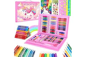 CutteeyFyry Maletin Pintura NiñOs De 3 A 9 AñOs,Unicornio Maletin De Pinturas Para NiñAs,Pasteles Al óLeo, Crayones, LáPices De Colores, Regalos De Unicornio Para NiñAs De 3-9 AñOs