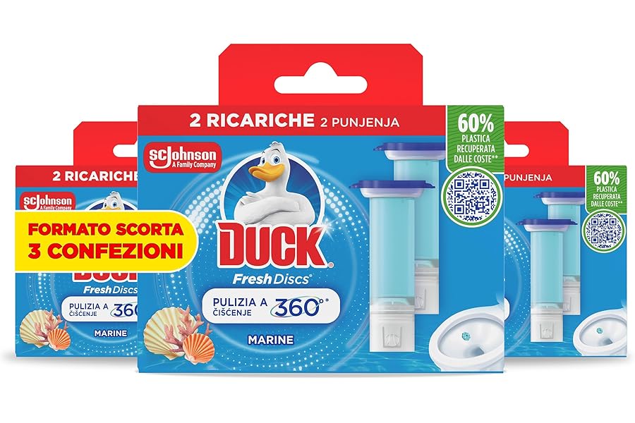 Duck Fresh Discs - Sanitising Gel Discs - Marine Breeze Fragrance - Pack of 6 Refills, 36 Toilet Sanitizing Gel Discs