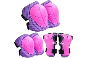 Zorplex Protection Roller Enfant, Kit de Protection pour Patins à roulettes vec Genouillères, Coudières et Protèges-Poignets 6 en 1, Equipement de Protection pour Le Patinage, Velo, Skateboard