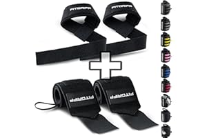 Fitgriff® Straps y Muñequeras para Gym (1 Conjunto) - Accesorios para Gimnasio, Musculacion, Fitness - para Hombre y Mujer