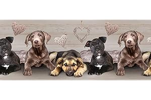 HomeLife Tappeto Cucina Antiscivolo Lavabile Made in Italy | Tappeto Passatoia al Metro PVC e Cotone con Stampa Colorata | Tappeto Cucina 200 cm in Vinile, Moderno e Decorativo con Cagnolini e Cuori