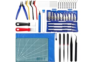 MONEMEY Kit di Strumenti per Stampante 3D 42 Pezzi Accessori per Stampante 3D Strumenti di Stampa 3D con Pulizia Ugelli Sbavatore di Attrezzi Pinza da Taglio Diagonale Pinzette Incisione Tappetino da Taglio