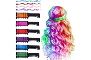 Hair Chalk Comb for Girls Kids, MSDADA Temporary Bright Hair Color Washable Dye for Girls Gifts Age 6 7 8-12+ for Birthday Children's Day Halloween Christmas Party with 4 Pcs Colored Hair Extensions
