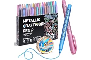 KEMYR Metallic- Glitzer-Farbstifte in 36 Farben, Acryl-Farbe-Marker für Felsmalerei, Glas, Holz, Stoff, schwarzes Papier, Karten, Fotoalben, DIY Kunsthandwerke (1 mm)