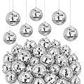 40Pcs Boule Disco Decoration Boule a Facette Mini ,2cm*20+1.5cm*20 | 40 décorations miroir argenté en 2 tailles, légères et réutilisables pour fêtes, mariages et créations