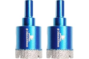 Dry Diamond Core Drill Bit Set,BRSCHNITT 2pcs/pack 30mm Diamond Hole Saw Core Drill Bit with Triangle Shank for Porcelain Tile Ceramic Stone Granite Marble